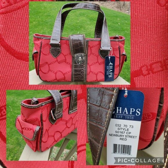 NEW Chaps Stirrup Bridle Buckle Newbury Street Red Style 50617 CP Purse Handbag - Picture 1 of 10